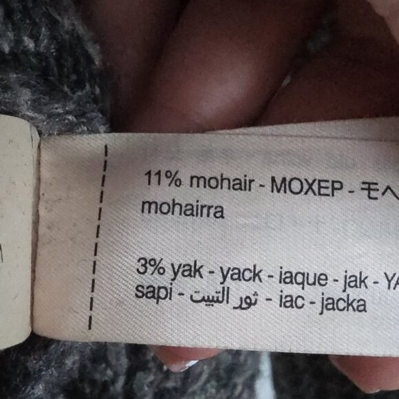 MASSIMO DUTTI | Wool Angora Yak knit cardigan Blazer Houndstooth Gray Sz M - Picture 7 of 8